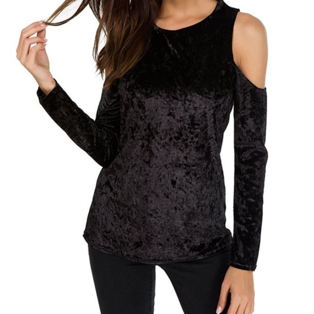 Sanctuary Velvet Cold Shouler long sleeve top